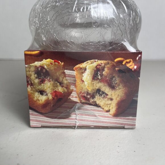Yankee Candle Cranberry Orange Scent 12 Tea Lights Crackle Glass Jar Retired NEW - Picture 7 of 11